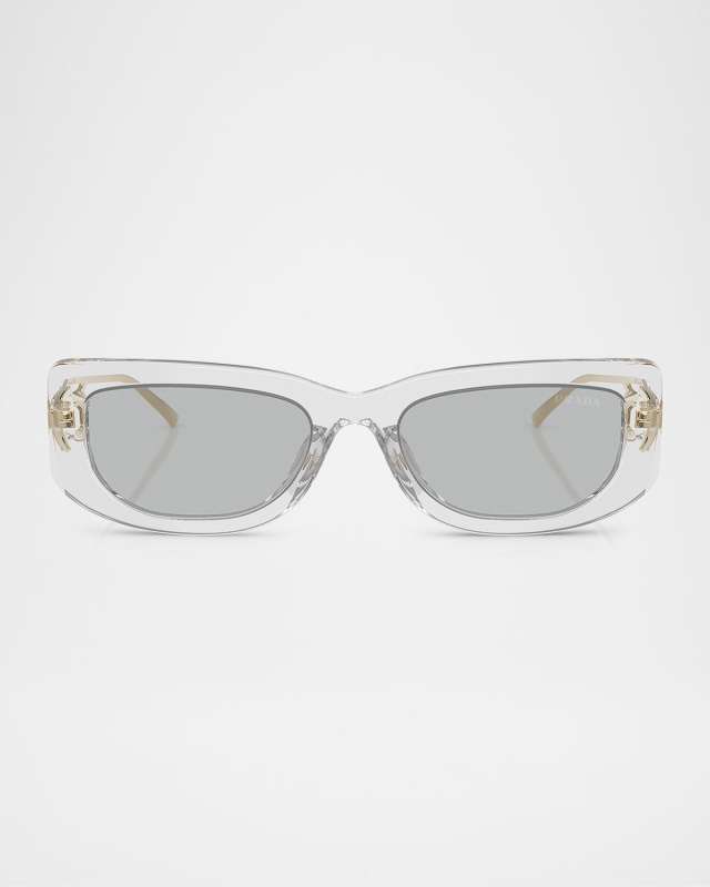 Triangle Logo Rectangle Acetate & Metal Sunglasses