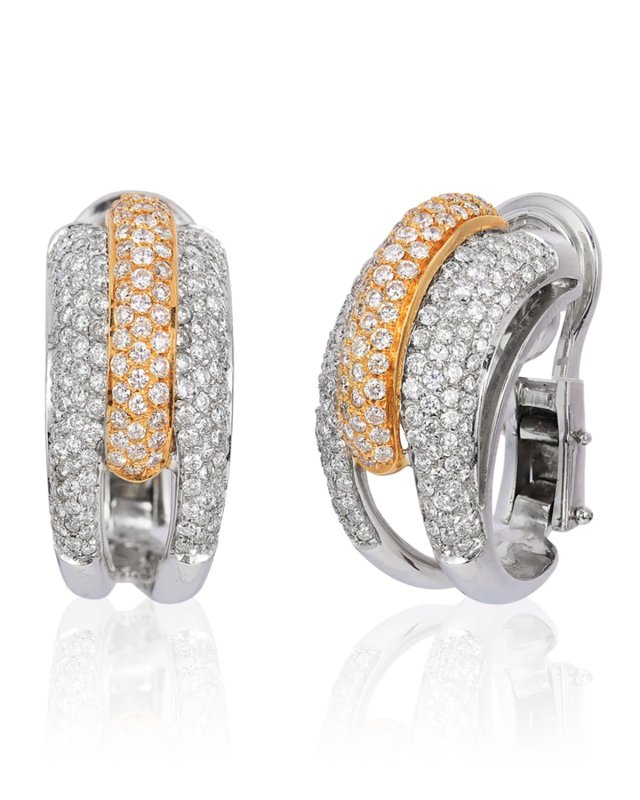 18k 2-Tone Gold Diamond Earrings