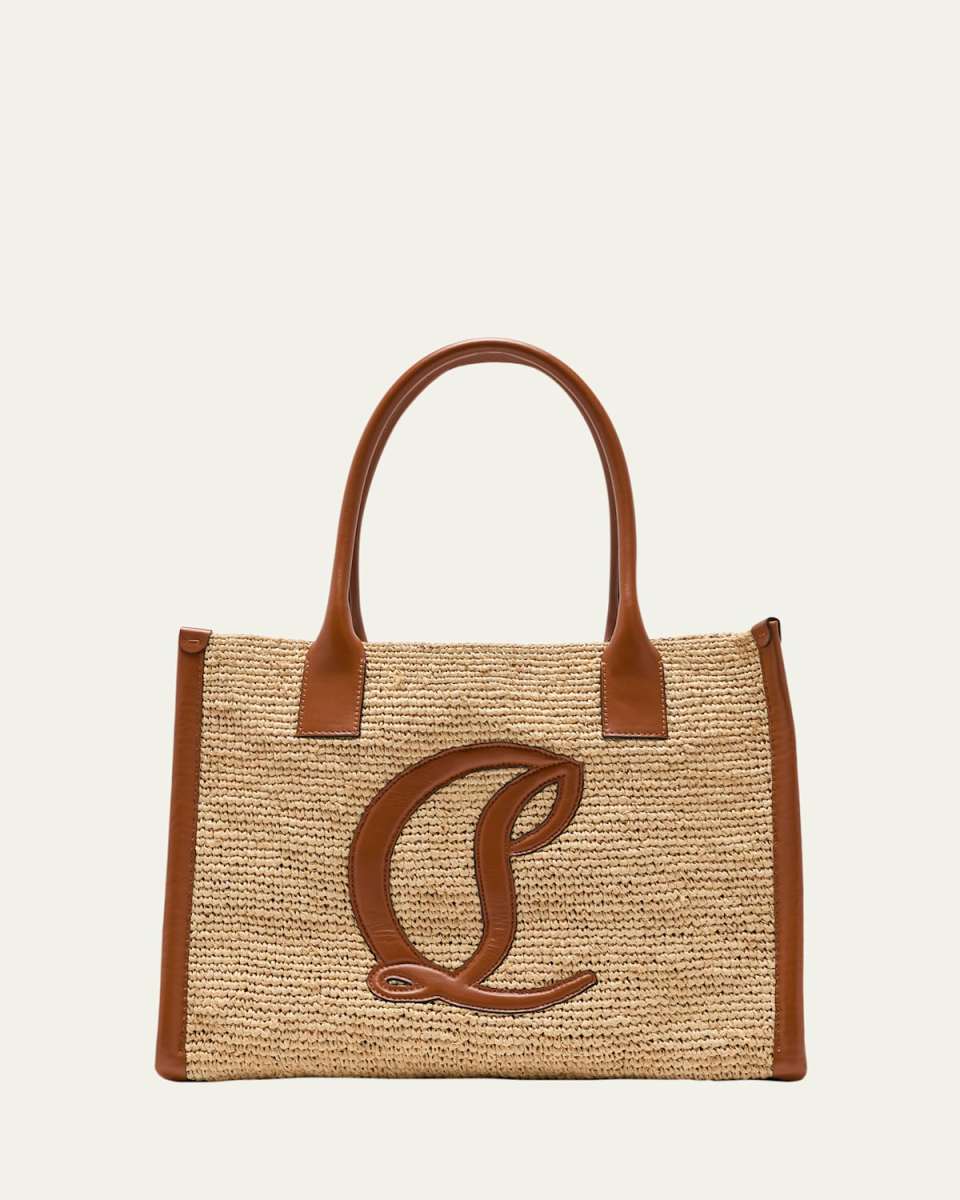 By My Side Large Tote in Raffia with CL Logo