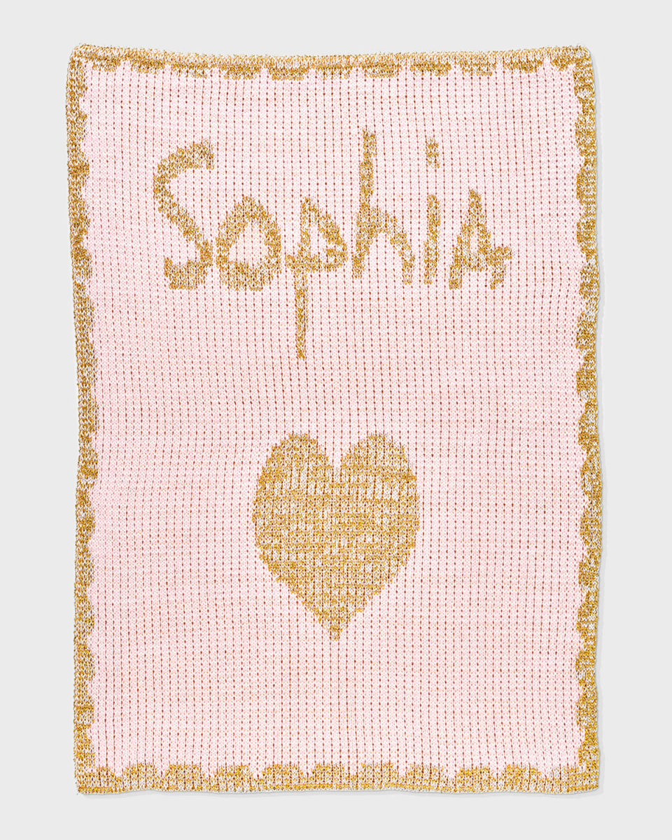 Single Heart Metallic Knit Stroller Blanket, Personalized