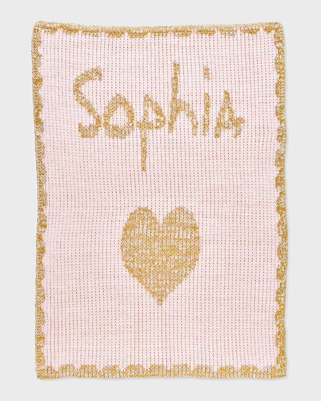 Single Heart Metallic Knit Stroller Blanket, Personalized