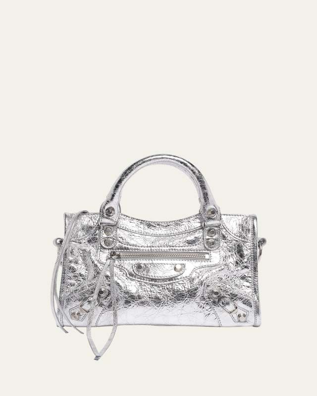 Le City Mini Metallic Leather Top-Handle Bag