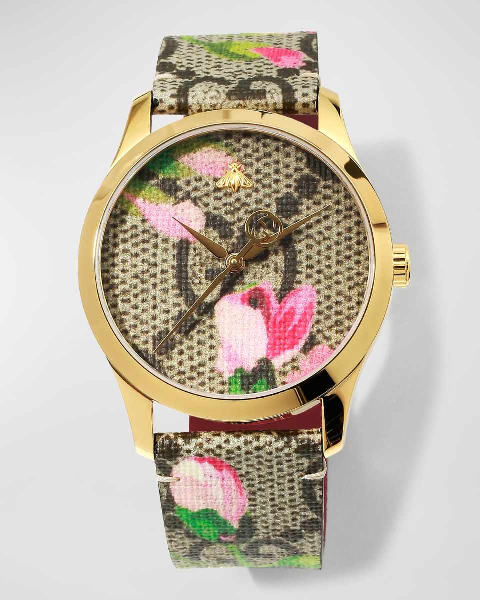 38mm G-Timeless Watch w/ GG Supreme Canvas Strap