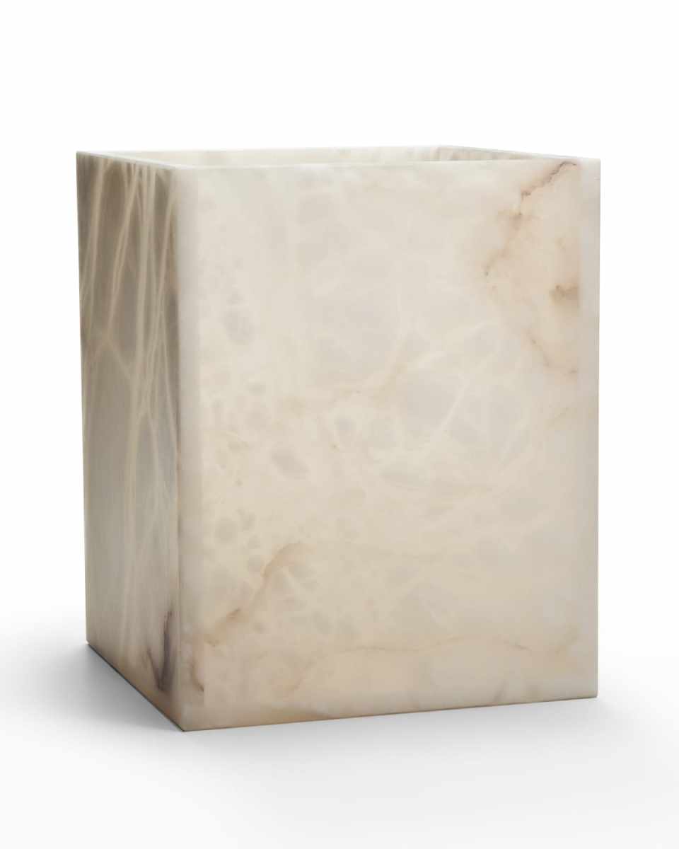 Alisa Alabaster Wastebasket, Cream