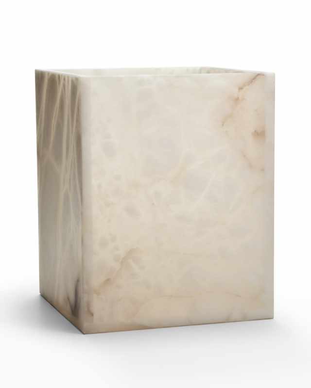 Alisa Alabaster Wastebasket, Cream