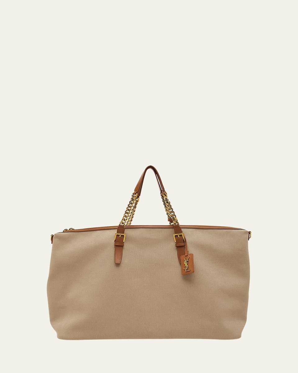 YSL Zip Leather & Canvas Duffel Bag
