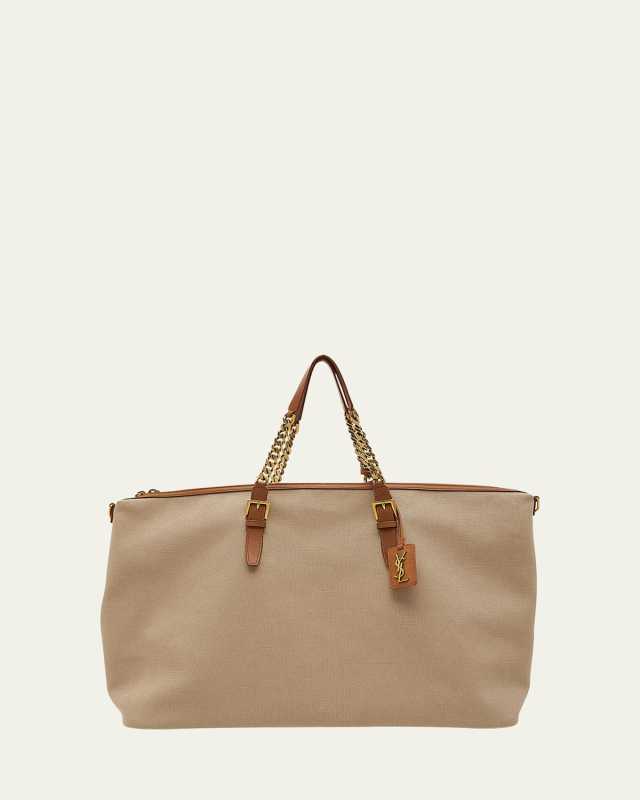 YSL Zip Leather & Canvas Duffel Bag