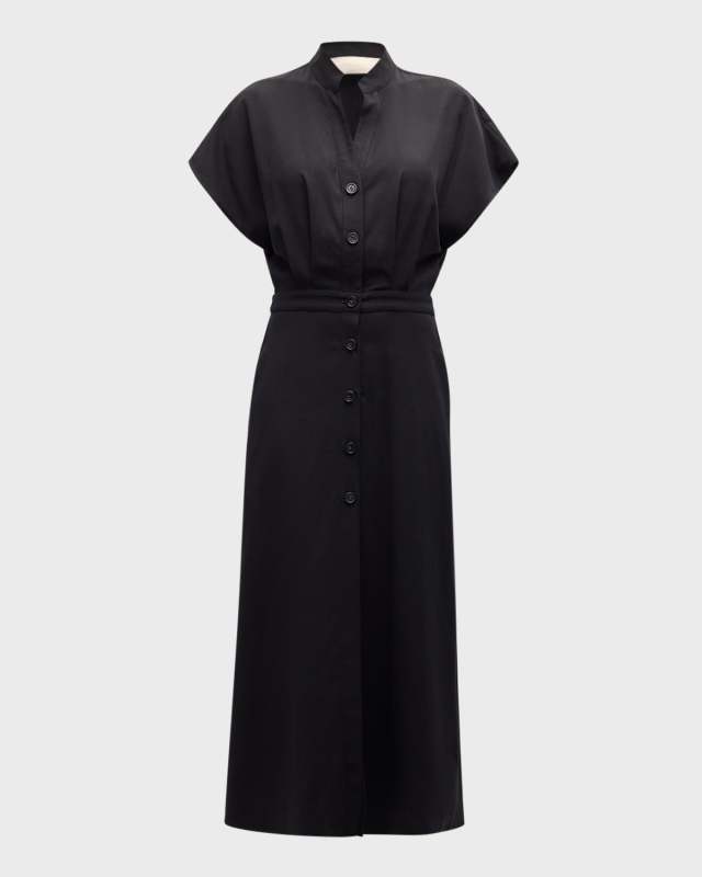 Cheryle Capelet Button-Front Midi Dress