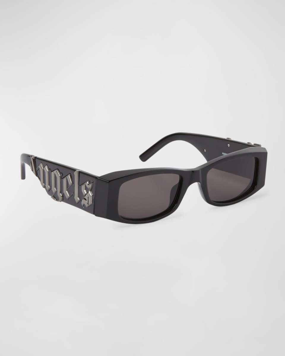 Angel Black Acetate & Metal Rectangle Sunglasses