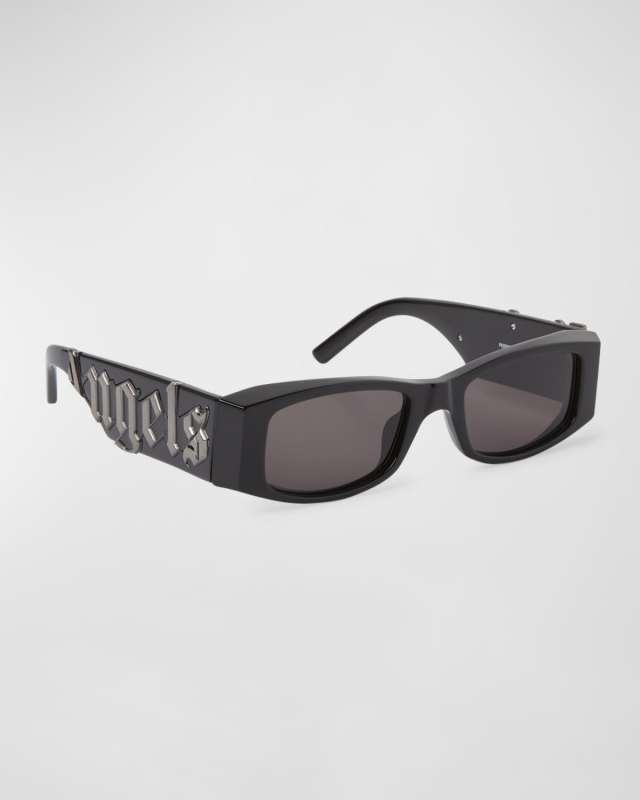 Angel Black Acetate & Metal Rectangle Sunglasses