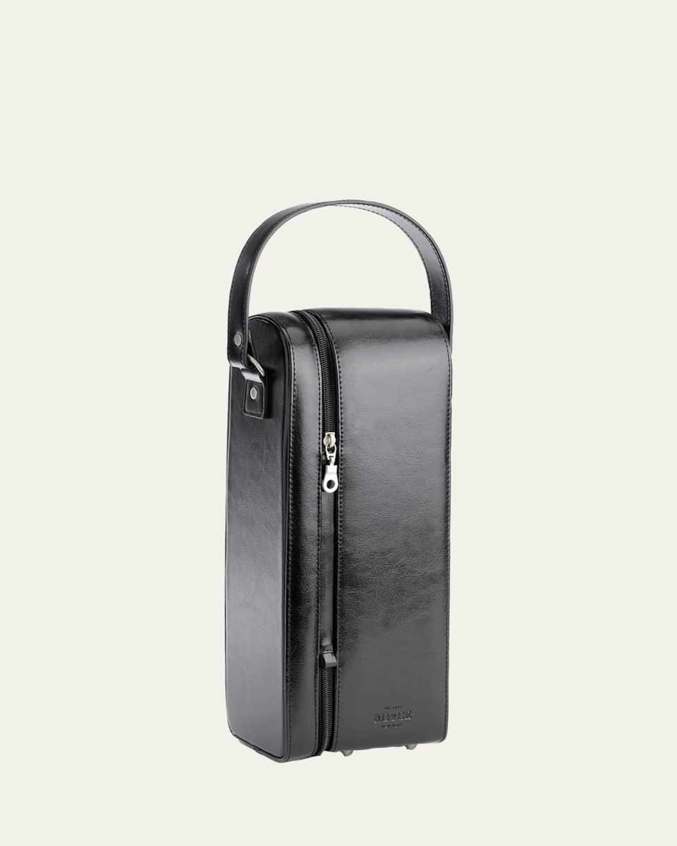 Monogrammed Leather Wine Bottle Carrying Case
