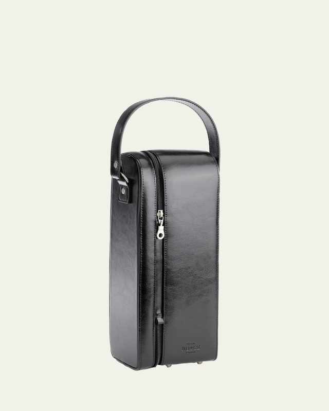 Monogrammed Leather Wine Bottle Carrying Case
