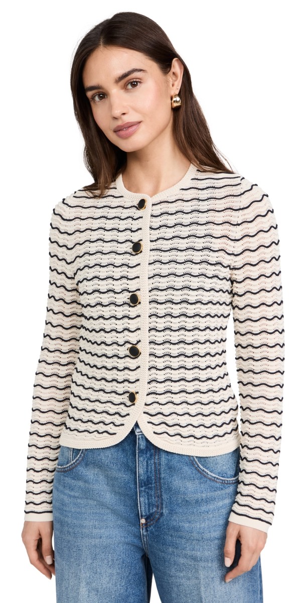 rag & bone Elisa Stripe Cardigan Turtledove