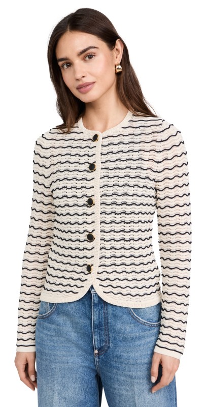 rag & bone Elisa Stripe Cardigan Turtledove