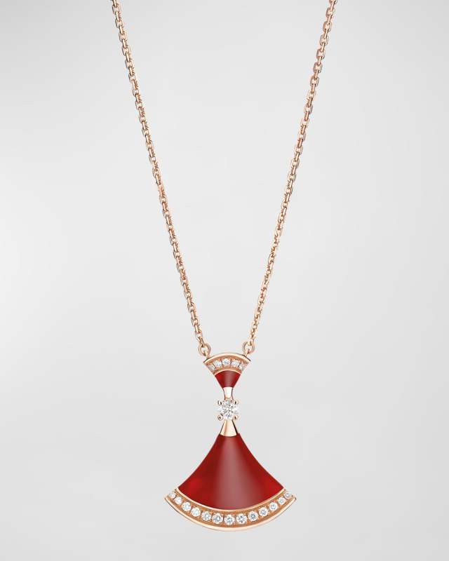 Divas' Dream 18K Pink Gold Pendant Necklace with Carnelian and Diamonds