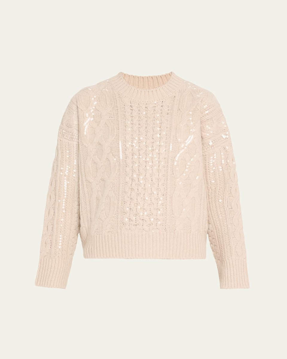 Wirth Sequined Cable Wool Sweater