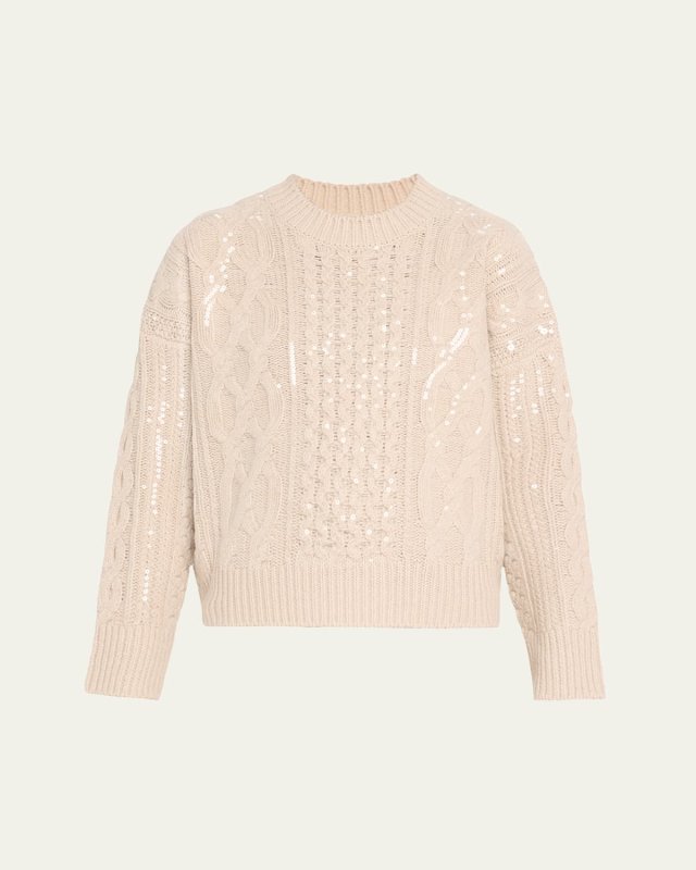 Wirth Sequined Cable Wool Sweater