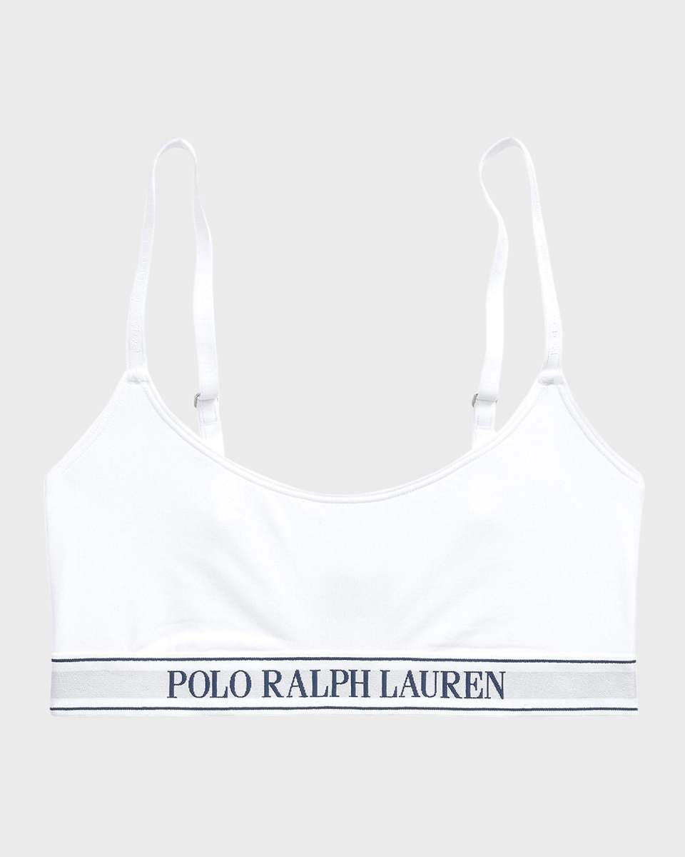 Ribbed Scoop-Neck Logo Bralett