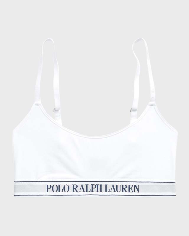 Ribbed Scoop-Neck Logo Bralett