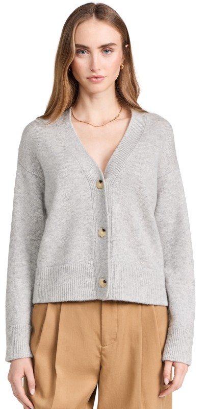 Vince 3 Button Boxy Cardigan Soft Grey