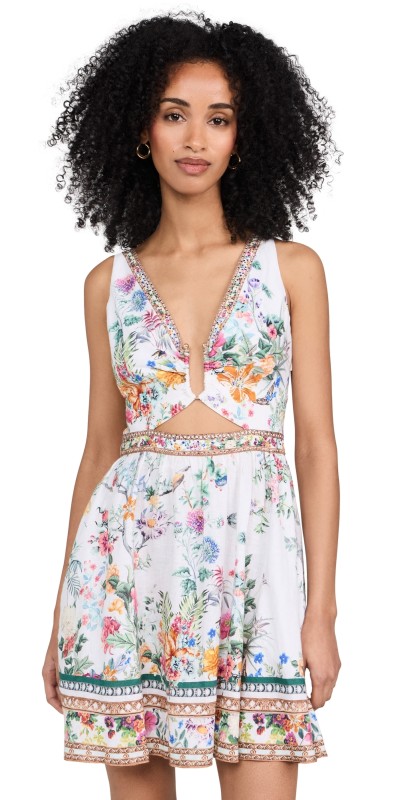 Camilla Short V Neck Cutout Dress Plumes And Parterres