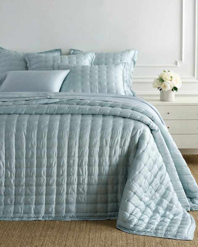 Puff Tencel King Quilt, Robin's Egg Blue