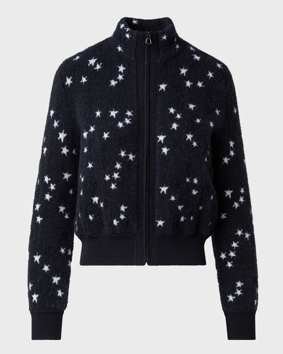 Star Intarsia Cashmere-Silk Knit Cardigan