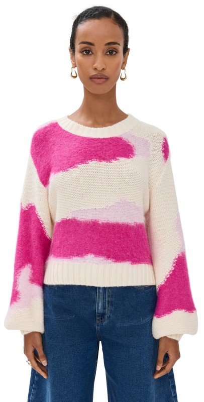Aje Enfold Jacquard Knit Eggshell Pink Multi