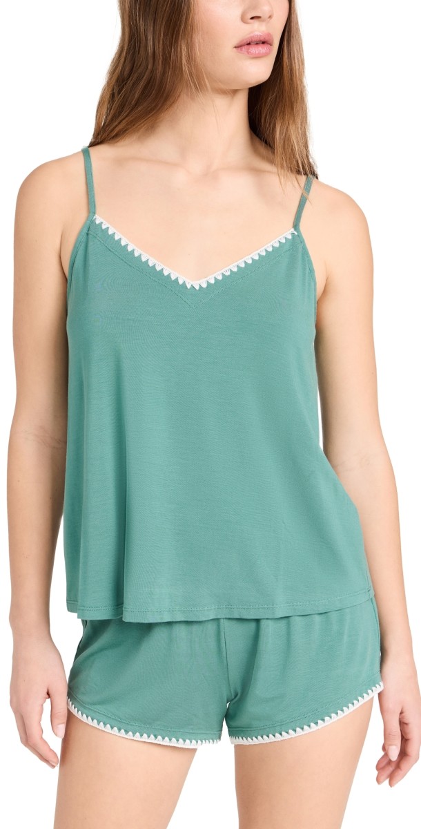 Eberjey Frida The Whip Stitch Cami and Shorts Set Wedgewood Blue/Ivory