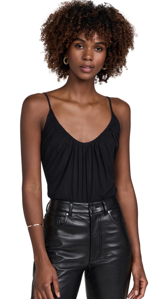 L'AGENCE Gelina Ruched Bodysuit Black