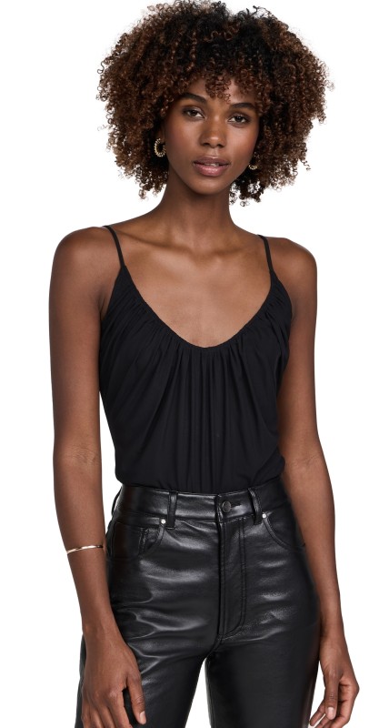L'AGENCE Gelina Ruched Bodysuit Black