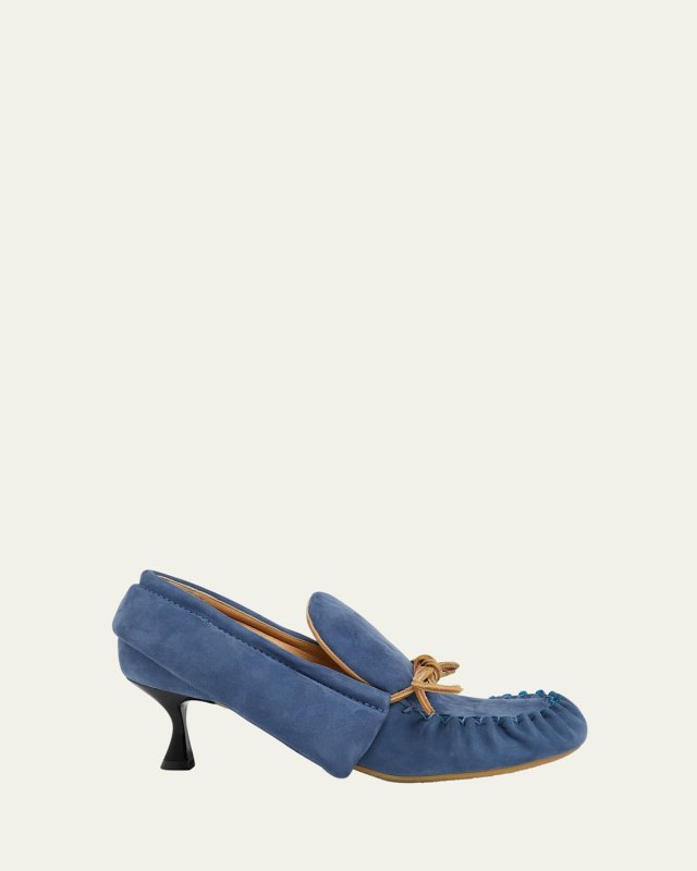 Suede Moccasin Loafer Pumps