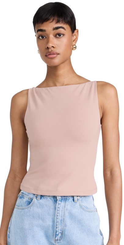 Susana Monaco Wide Neck Sleeveless Top Chamoisee