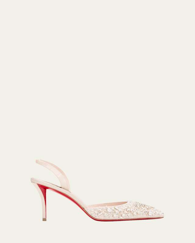 Queenissima Embellished Red Sole Slingback Pumps