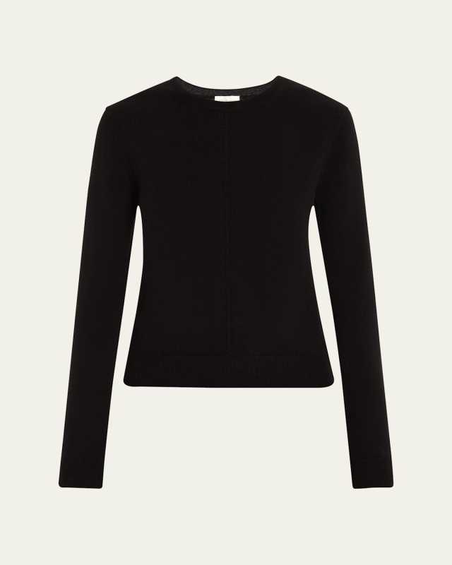 Seamed Crewneck Cashmere Sweater
