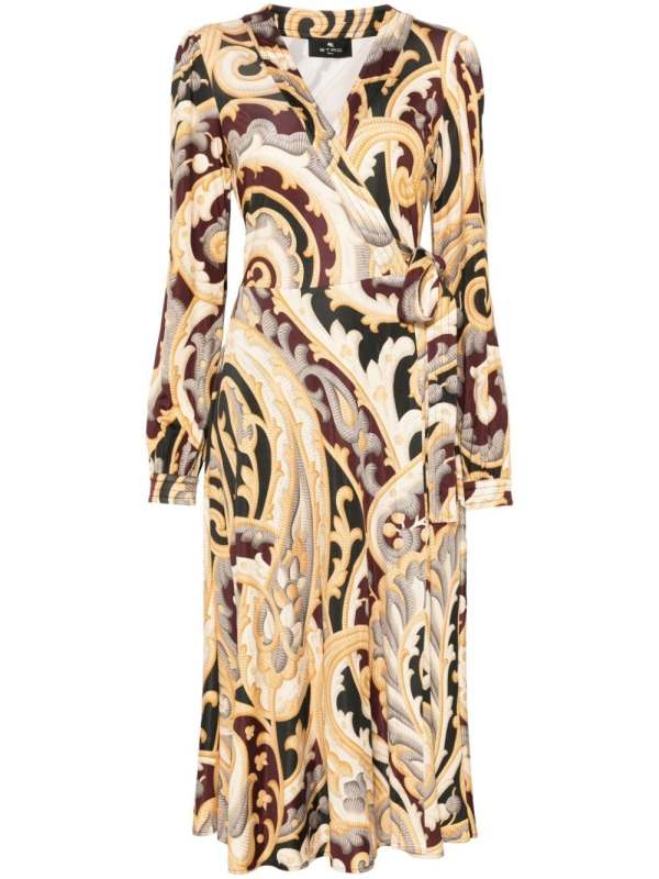 graphic-print wrap dress