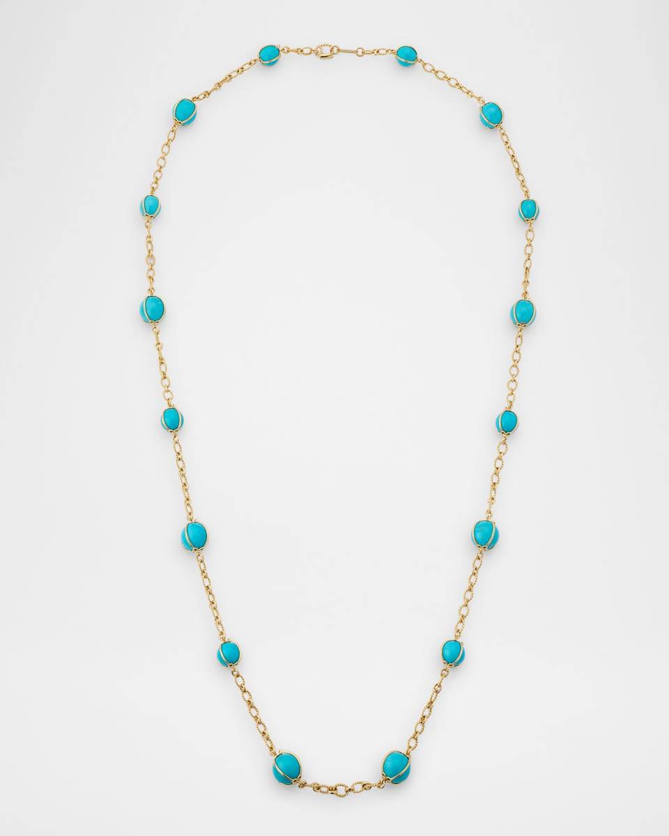 18K Yellow Gold Turquoise Bubble Necklace