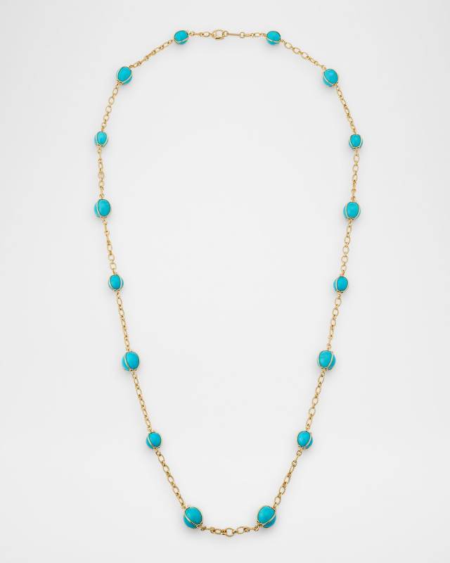 18K Yellow Gold Turquoise Bubble Necklace