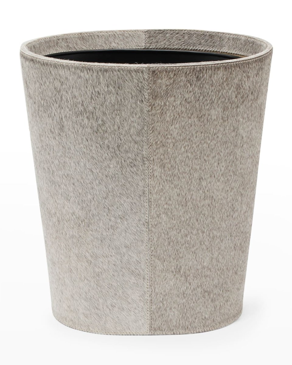 Hyde Gray Oval Tapered Hairhide Wastebasket