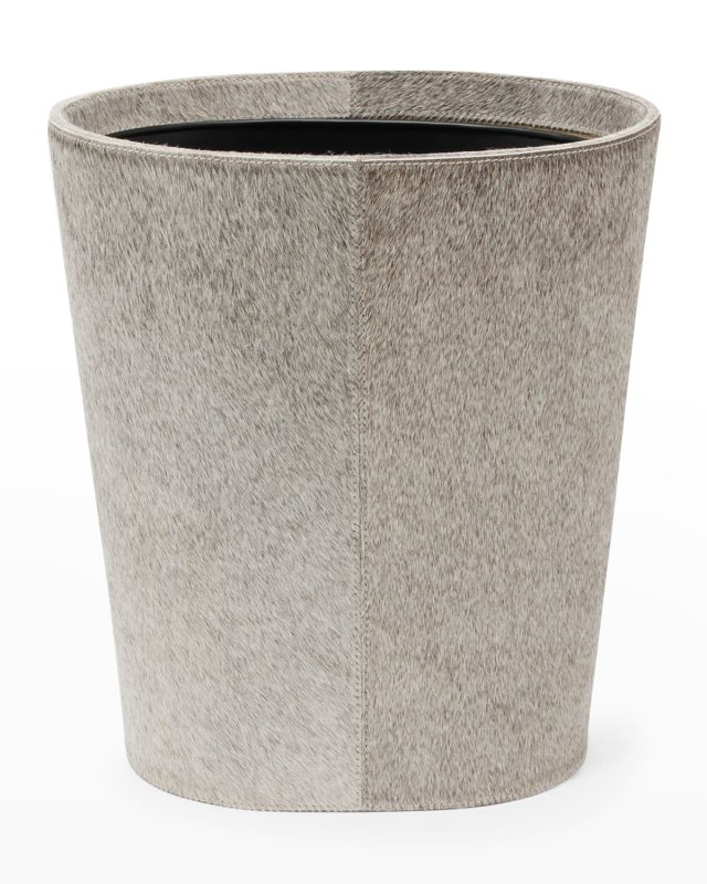 Hyde Gray Oval Tapered Hairhide Wastebasket