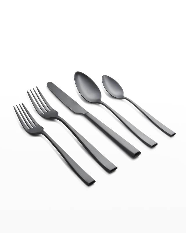 Samira Black Satin 20-Piece Flatware Set, Service For 4