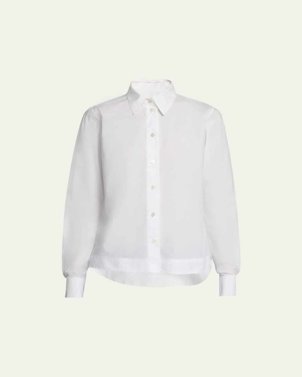 Striped Button-Front Crop Shirt
