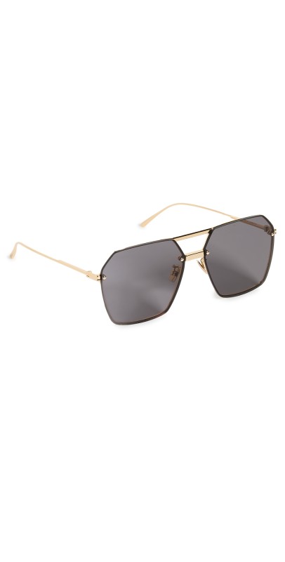 Bottega Veneta Oversized Geometric Aviators Gold/ Gold/ Grey