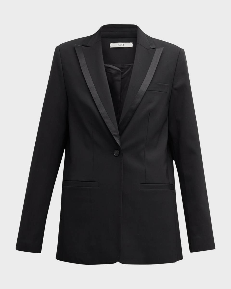 Satin-Trim Single-Breasted Tuxedo Jacket