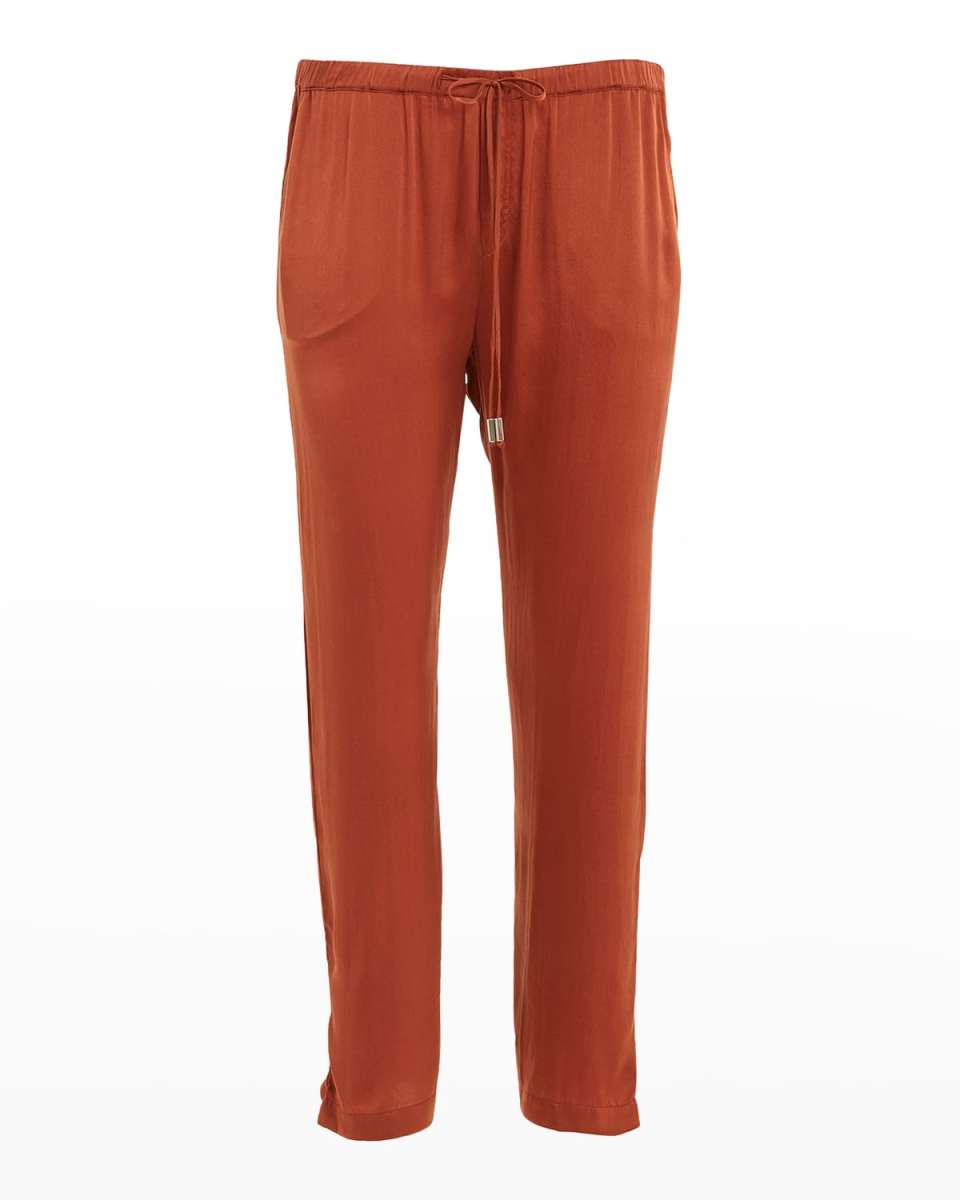 Gem Drawstring Sateen Cropped Pants