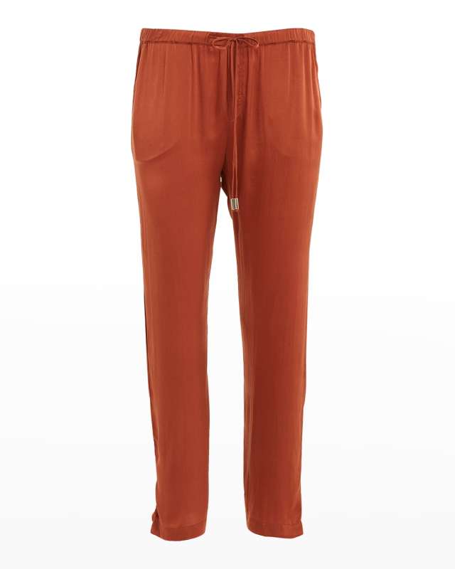 Gem Drawstring Sateen Cropped Pants