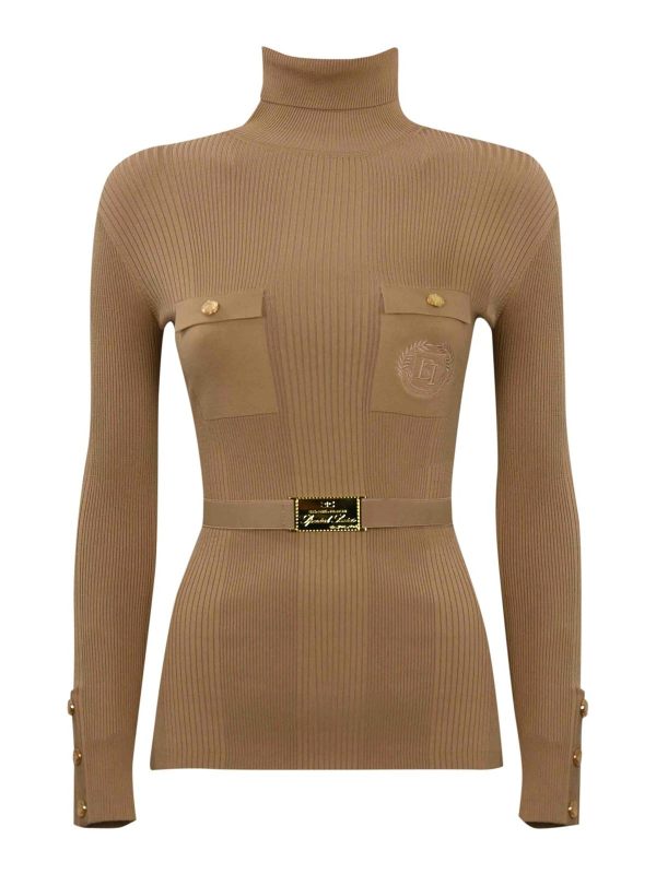 Elisabetta Franchi Pull Col Rond - Marron