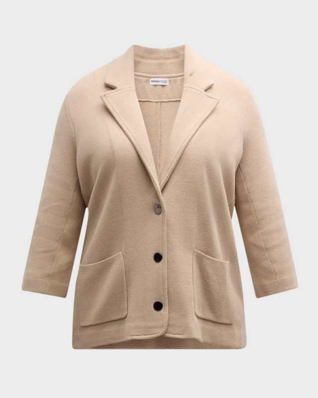 3/4-Sleeve Cotton-Blend Blazer