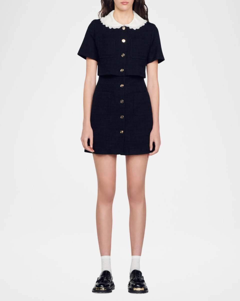 Faustine Short Tweed Trompe L'ail Dress