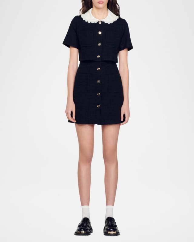 Faustine Short Tweed Trompe L'ail Dress